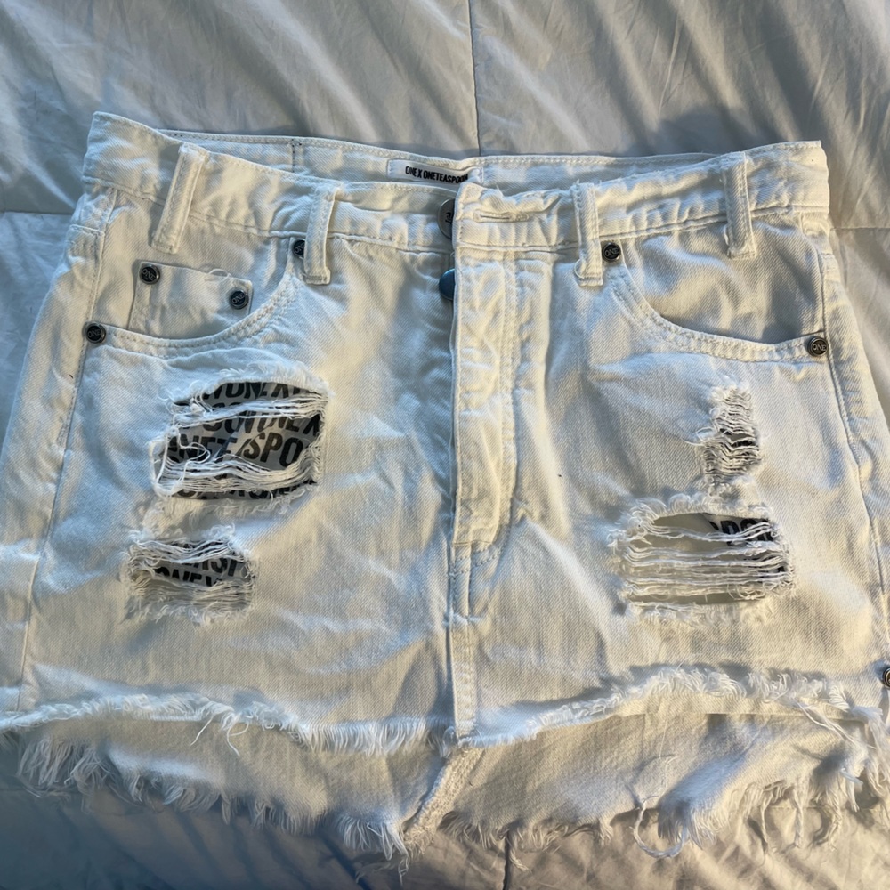White One Teaspoon Jean skirt